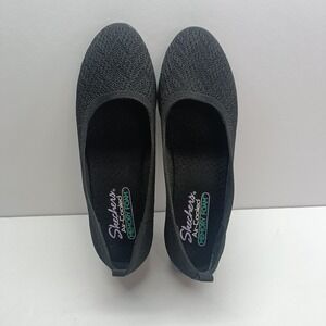 Skechers Women's Size 8 Black Cleo Flex Air Cooled Memory‎ Foam Slip On Flats
